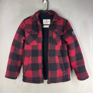 Abercrombie Kids Fleece Plaid Jacket Red and Black colors, Size 11/12